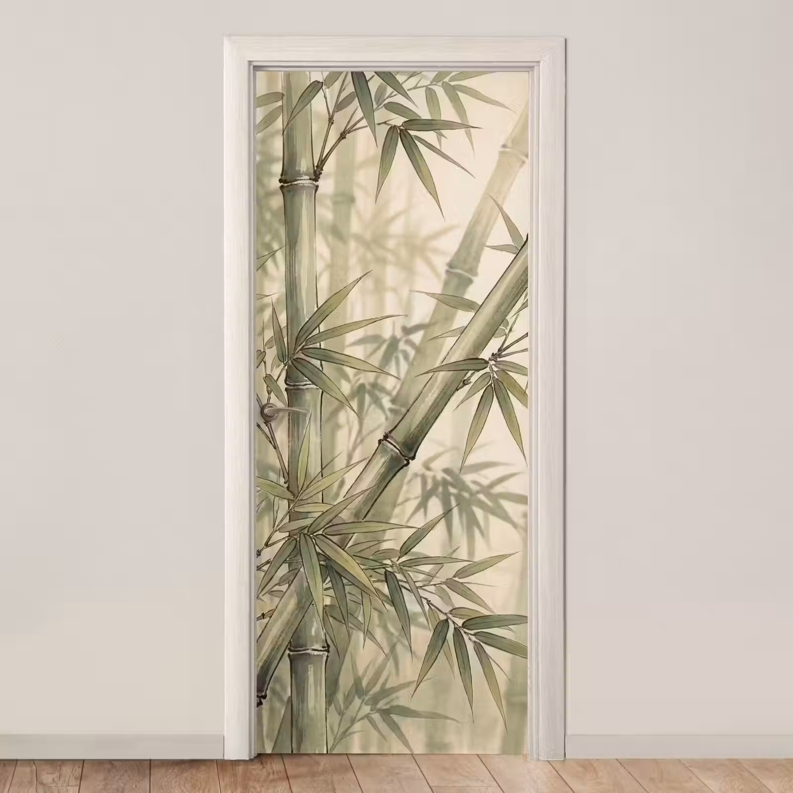 Deursticker - Bamboe - Bladeren - Aziatisch - Groen - Natuur — 1