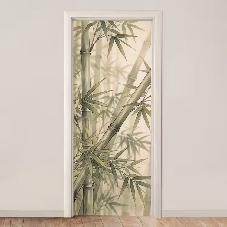 Deursticker - Bamboe - Bladeren - Aziatisch - Groen - Natuur — 1