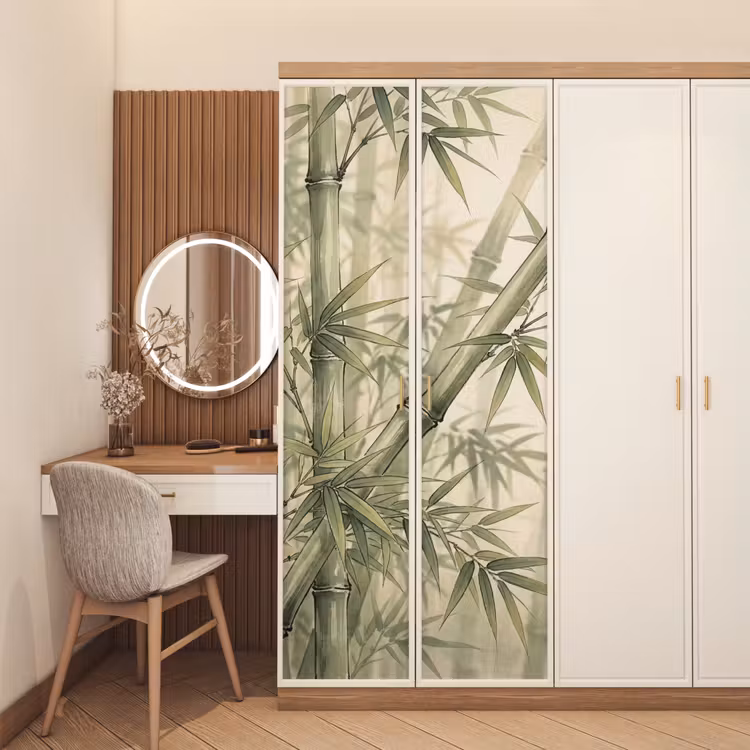 Deursticker - Bamboe - Bladeren - Aziatisch - Groen - Natuur — 5