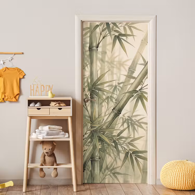 Deursticker - Bamboe - Bladeren - Aziatisch - Groen - Natuur — 6