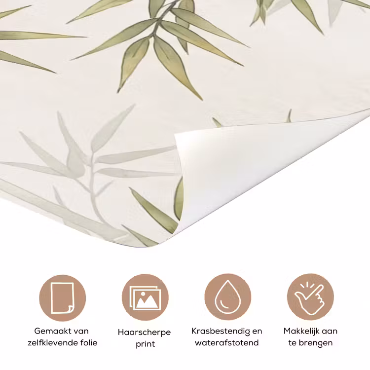 Deursticker - Bamboe - Bladeren - Natuur - Aquarel - Groen — 3
