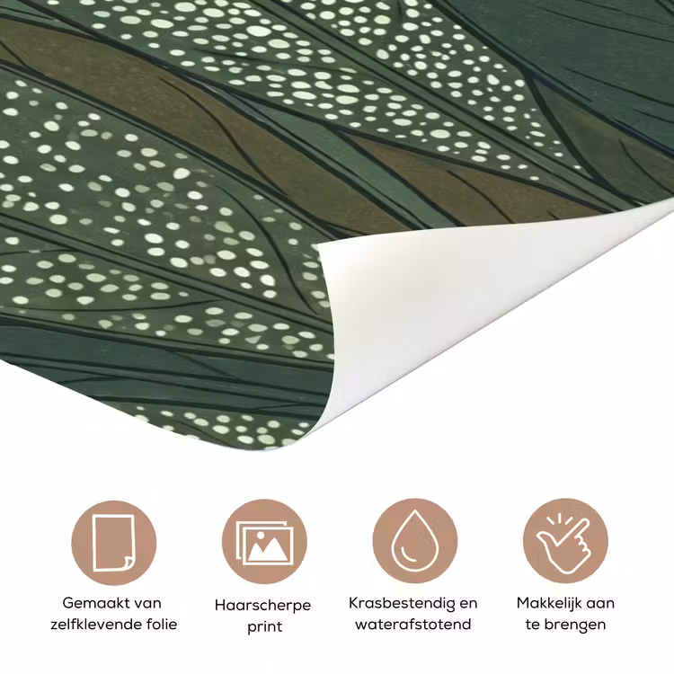 Deursticker - Bladeren - Patroon - Gestippeld - Natuur - Groen — 3