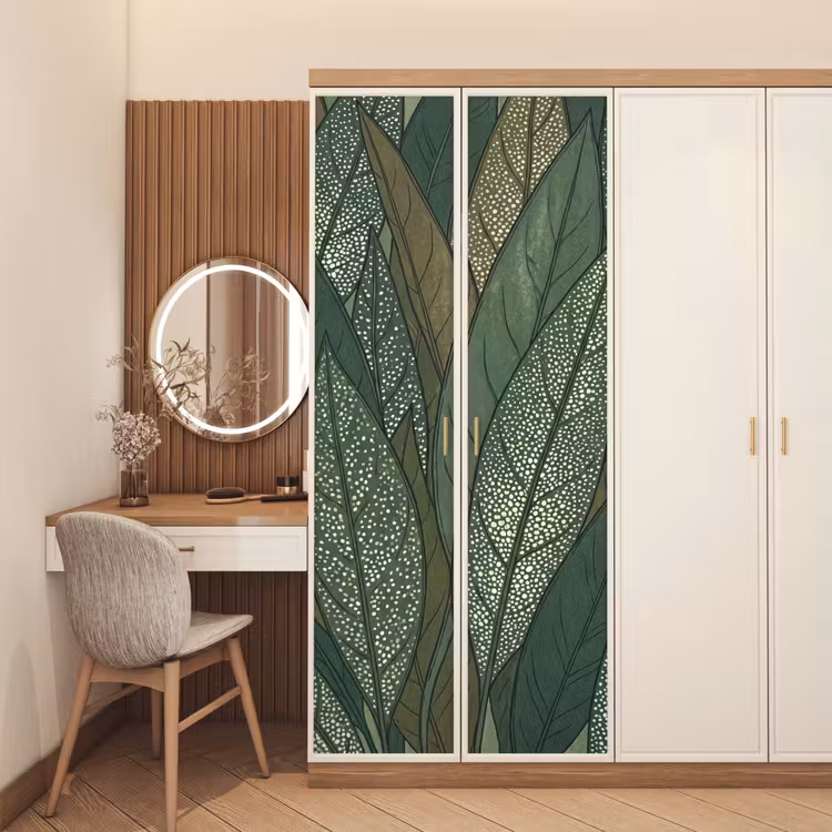 Deursticker - Bladeren - Patroon - Gestippeld - Natuur - Groen — 5