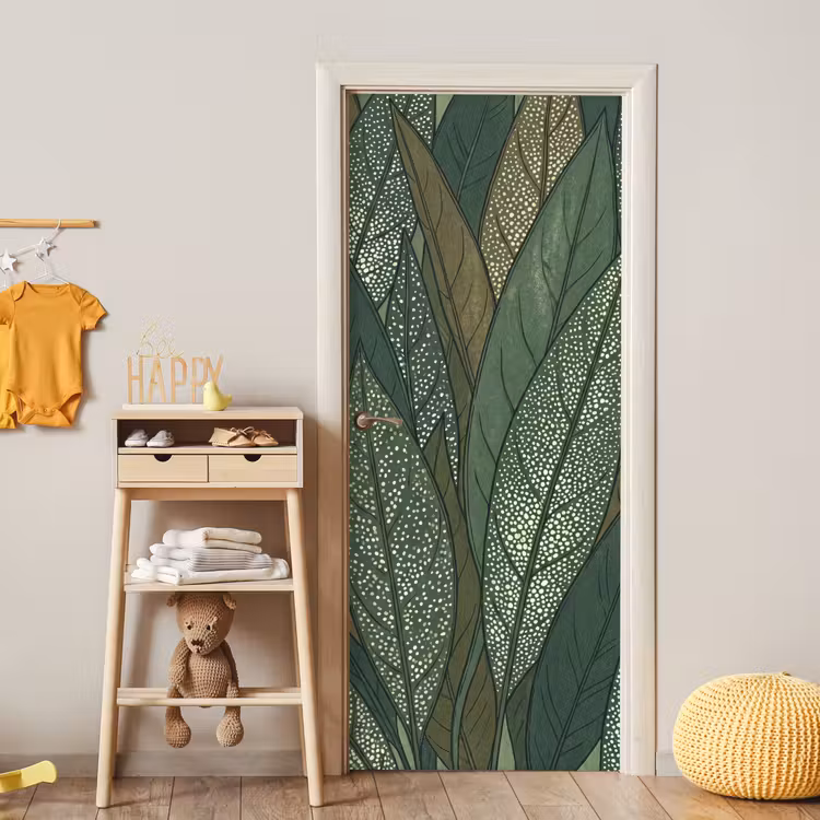 Deursticker - Bladeren - Patroon - Gestippeld - Natuur - Groen — 6