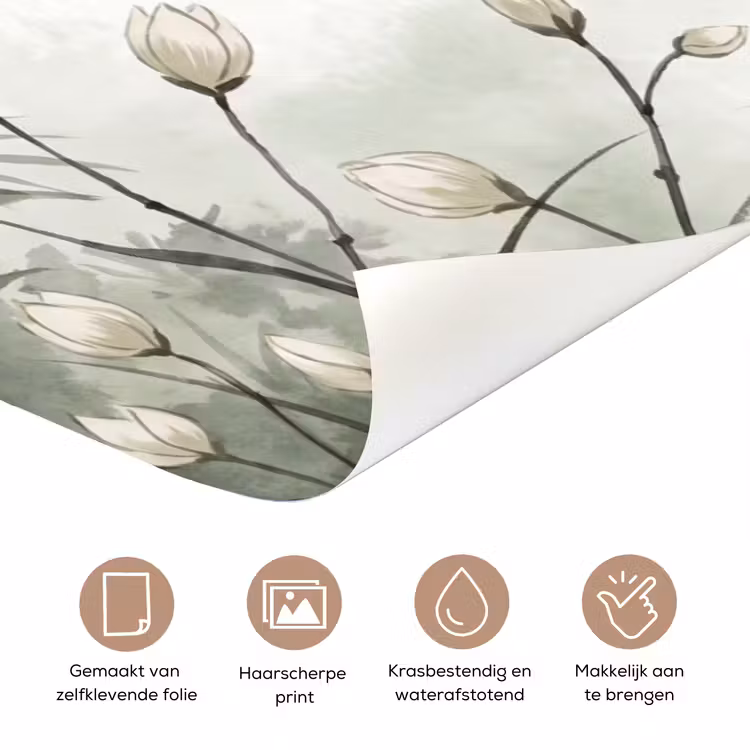 Deursticker - Bloemen - Knop - Tuin - Illustratie - Wit — 3