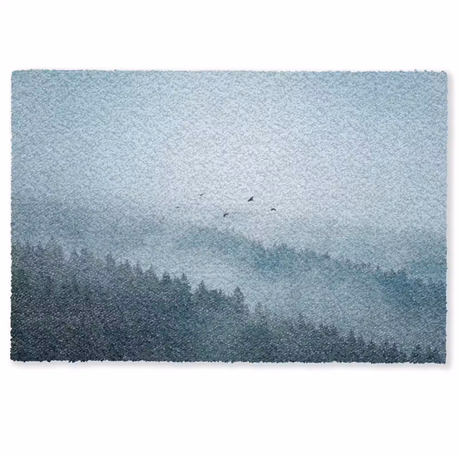 Deurmat - Bos - Mist - Vogels - Natuur - Groen — 1
