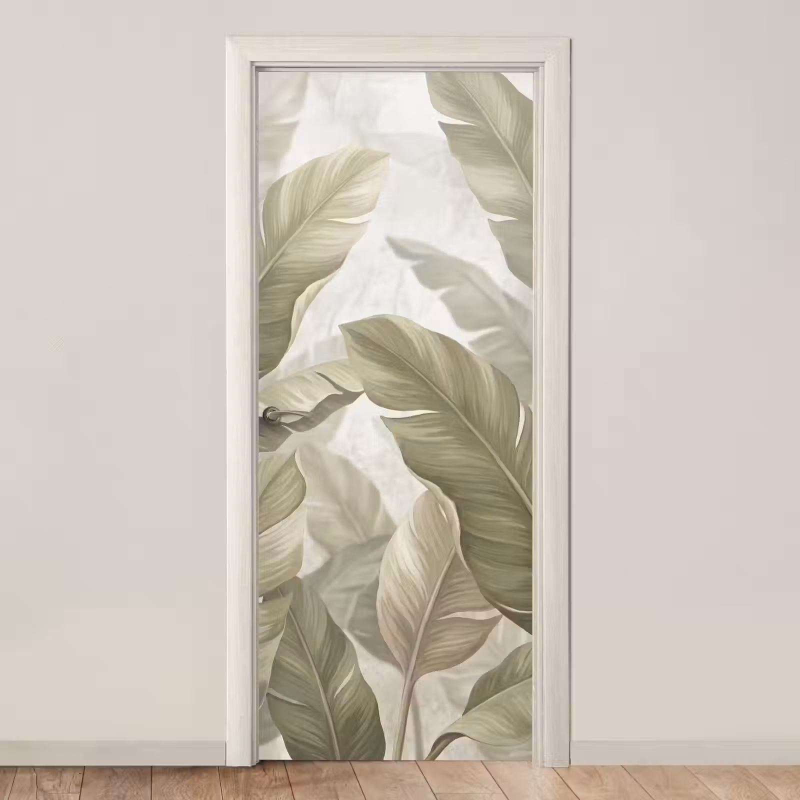 Deursticker - Bladeren - Tropisch - Natuur - Abstract - Beige — 1