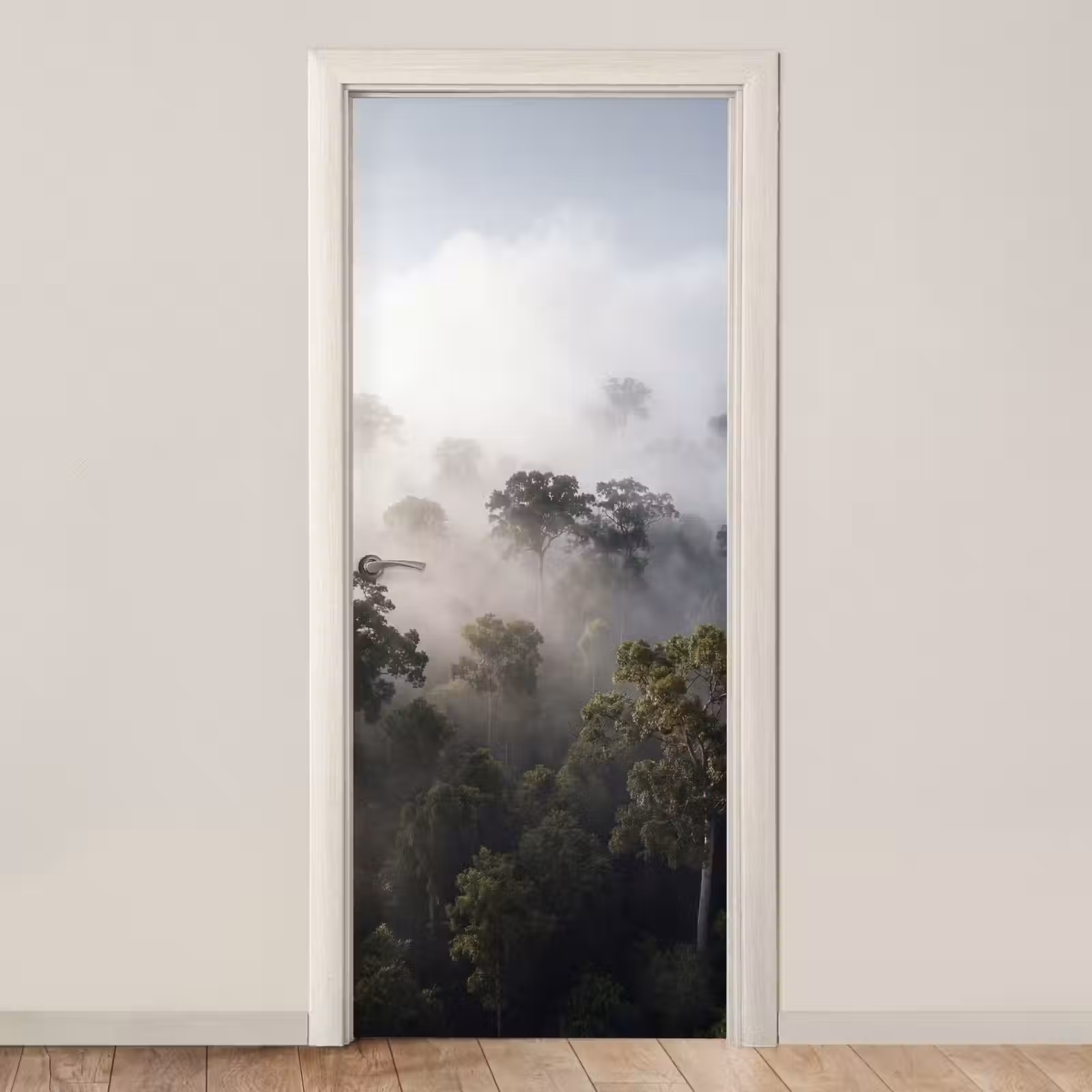 Deursticker - Bos - Mist - Natuur - Groen — 1