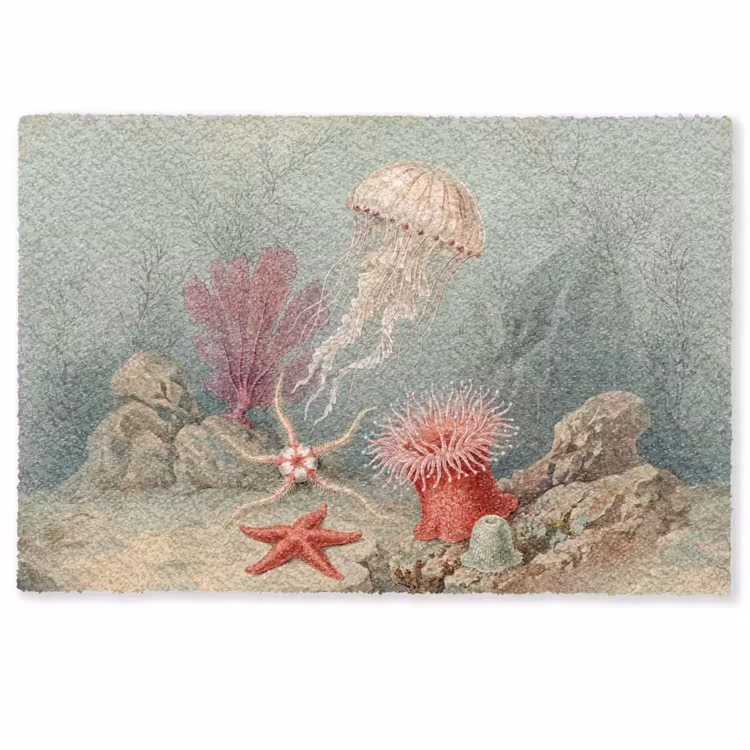 Deurmat - Zeeleven - Kwal - Onderwater - Illustratie - Beige — 1