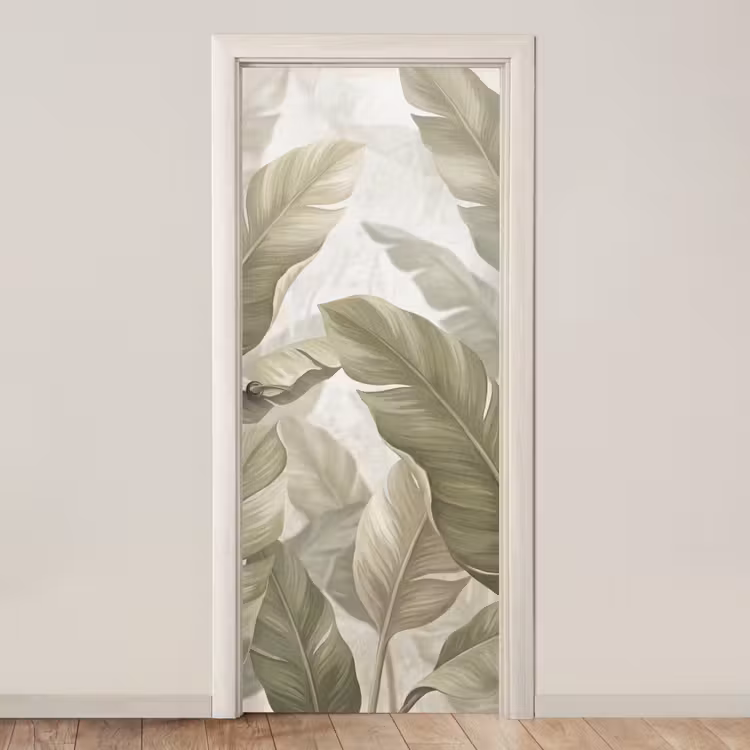 Deursticker - Bladeren - Tropisch - Natuur - Abstract - Beige — 1