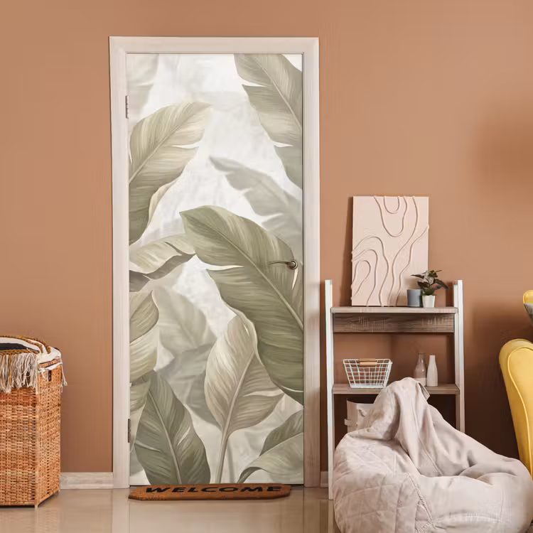 Deursticker - Bladeren - Tropisch - Natuur - Abstract - Beige — 2