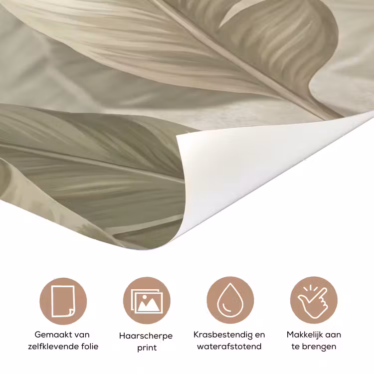 Deursticker - Bladeren - Tropisch - Natuur - Abstract - Beige — 3