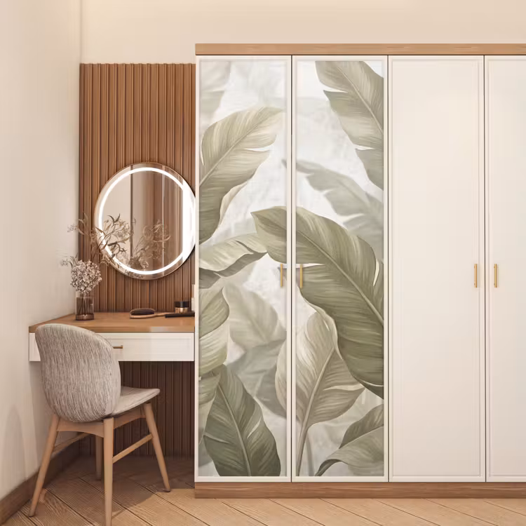 Deursticker - Bladeren - Tropisch - Natuur - Abstract - Beige — 5