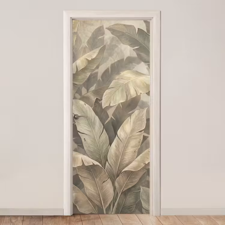 Deursticker - Bladeren - Tropisch - Natuur - Modern - Beige — 1