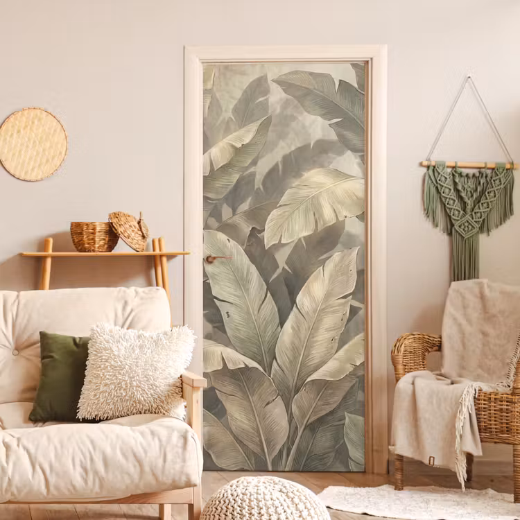 Deursticker - Bladeren - Tropisch - Natuur - Modern - Beige — 4