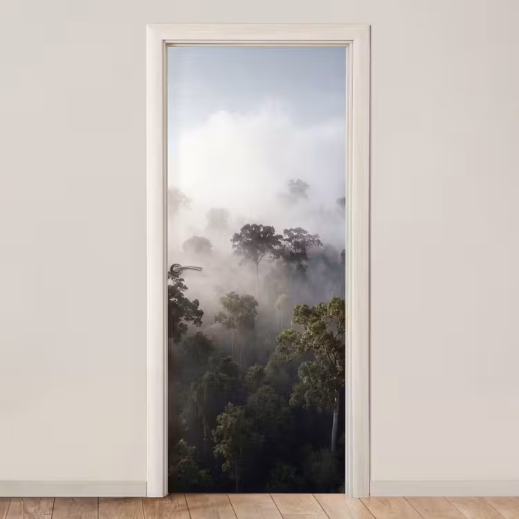 Deursticker - Bos - Mist - Natuur - Groen — 1