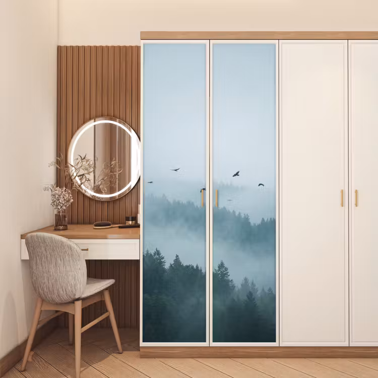 Deursticker - Bos - Mist - Vogels - Natuur - Groen — 5