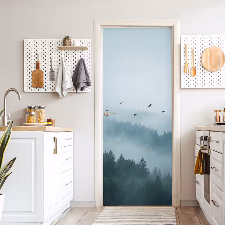 Deursticker - Bos - Mist - Vogels - Natuur - Groen — 7
