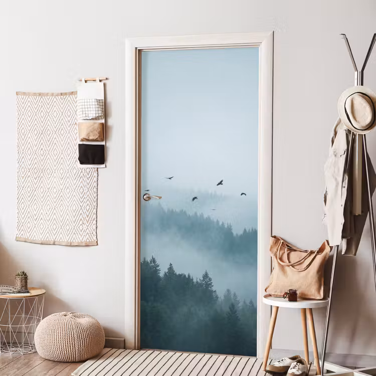Deursticker - Bos - Mist - Vogels - Natuur - Groen — 8