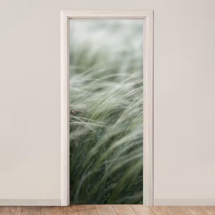 Deursticker - Gras - Wazig - Natuur - Groen - Zacht — 1