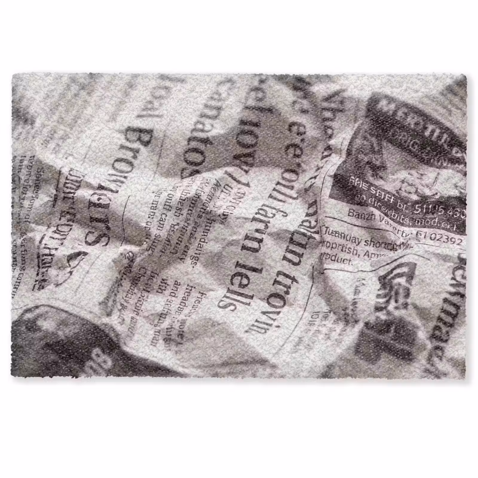 Deurmat - Krant - Gekreukeld - Textuur - Vintage - Zwart-wit — 1
