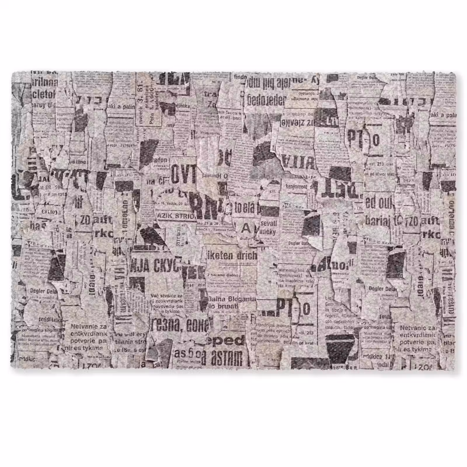 Deurmat - Krant - Gescheurd - Textuur - Abstract - Zwart-wit — 1