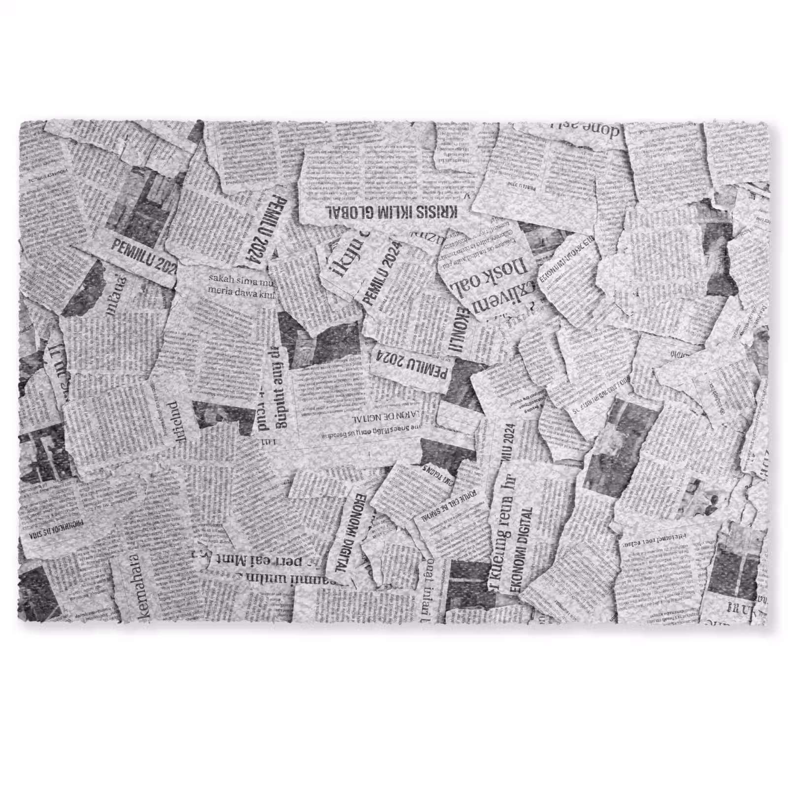 Deurmat - Krant - Versnipperd - Textuur - Zwart-wit - Abstract — 1