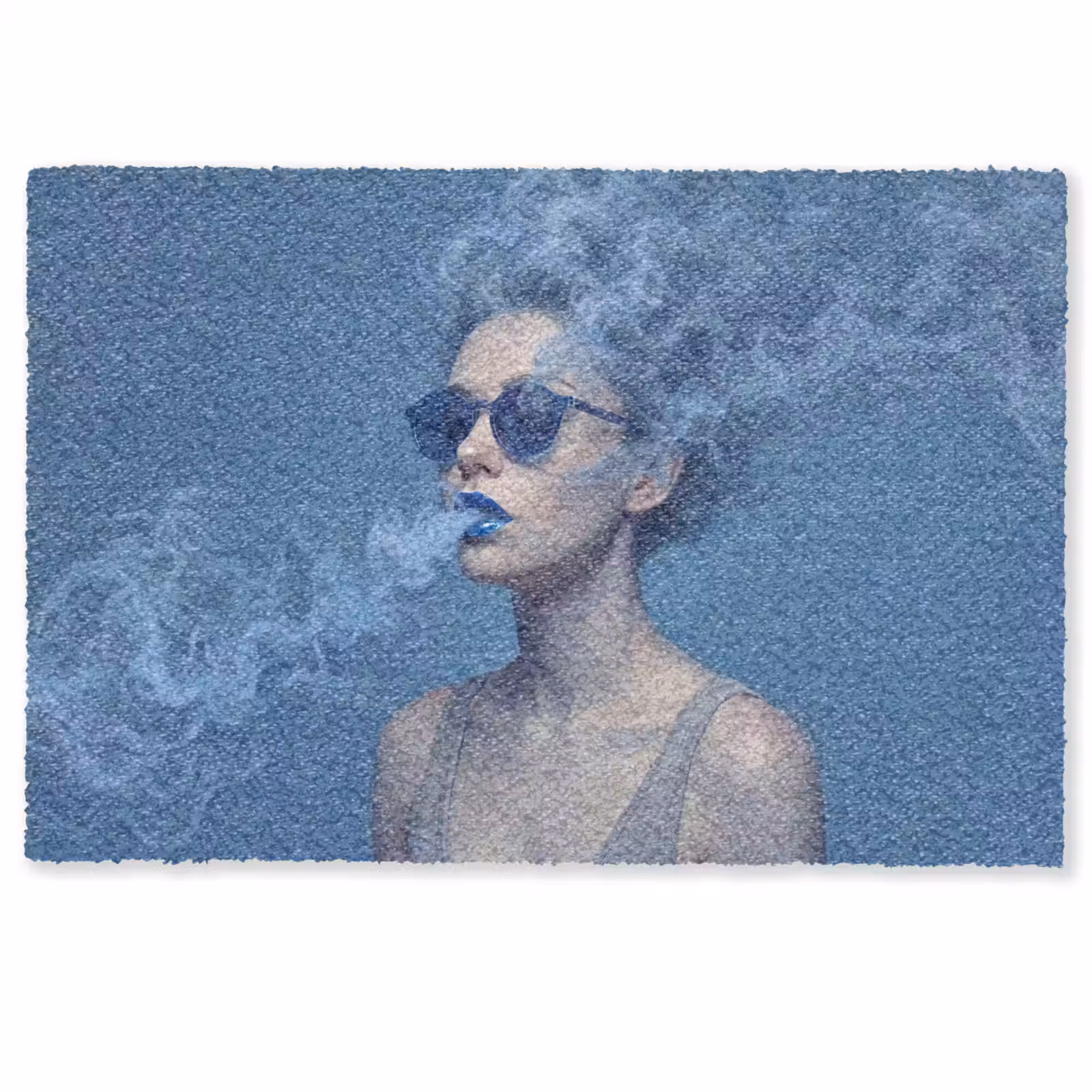 Deurmat - Portret - Zonnebril - Rook - Abstract - Blauw — 1