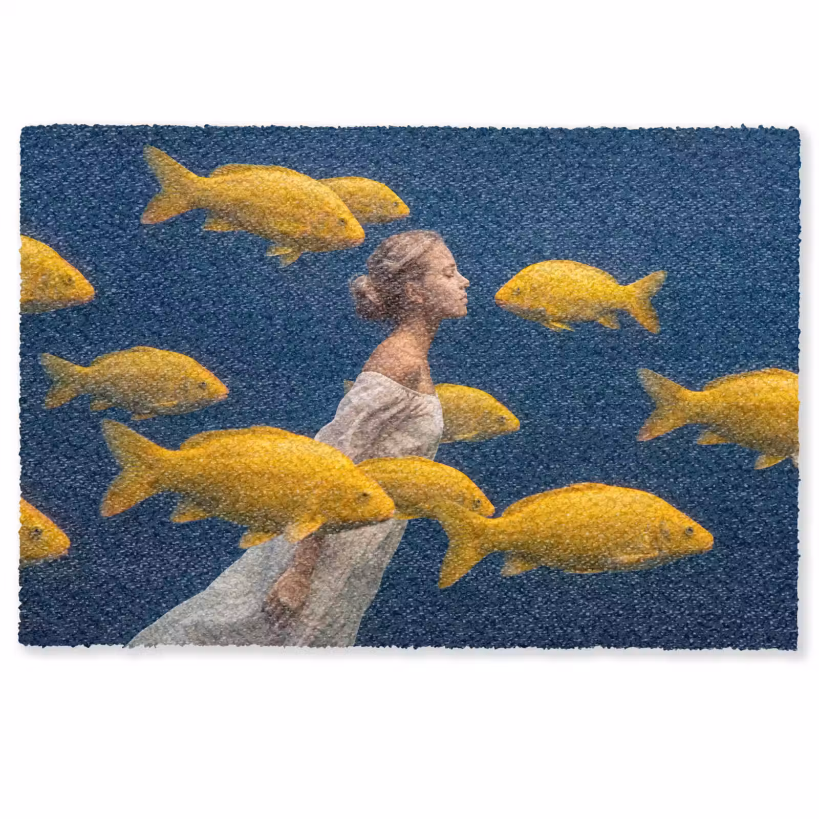 Deurmat - Vrouw - Vis - Water - Natuur - Geel — 1