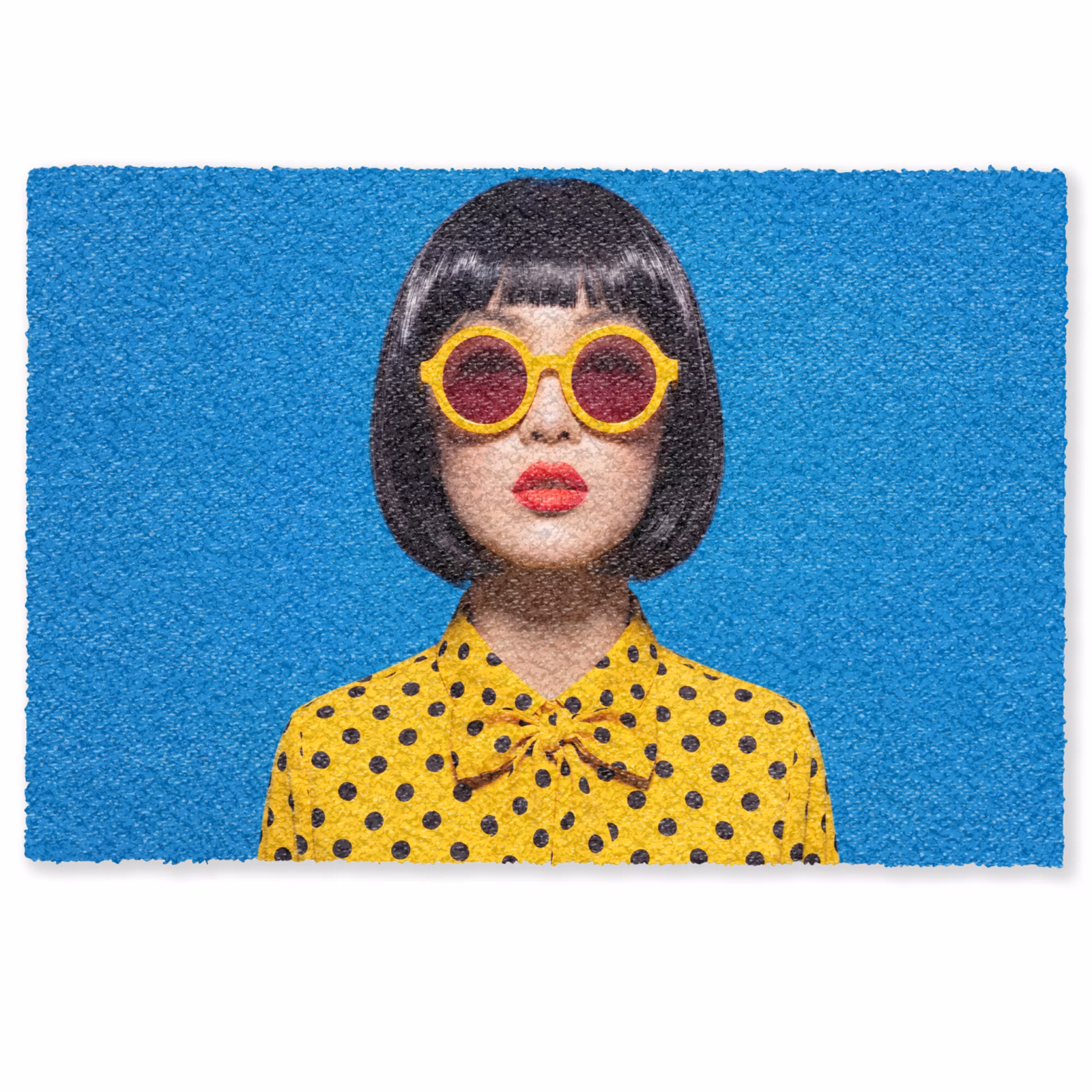 Deurmat - Vrouw - Zonnebril - Pop Art - Portret - Geel — 1