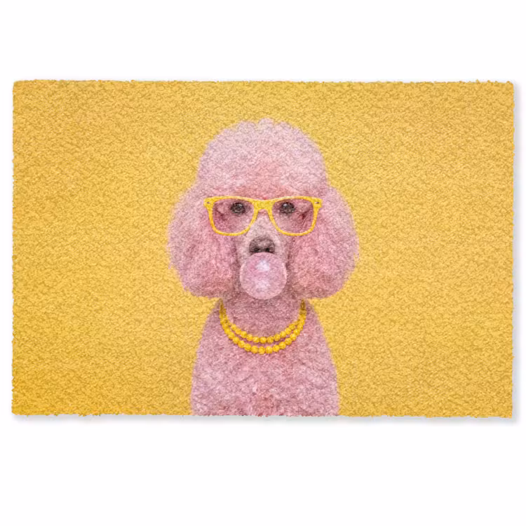 Deurmat - Hond - Kauwgum - Dieren - Modern - Roze — 1