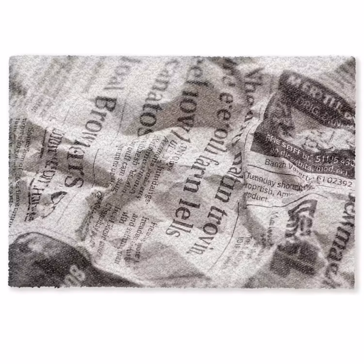 Deurmat - Krant - Gekreukeld - Textuur - Vintage - Zwart-wit — 1