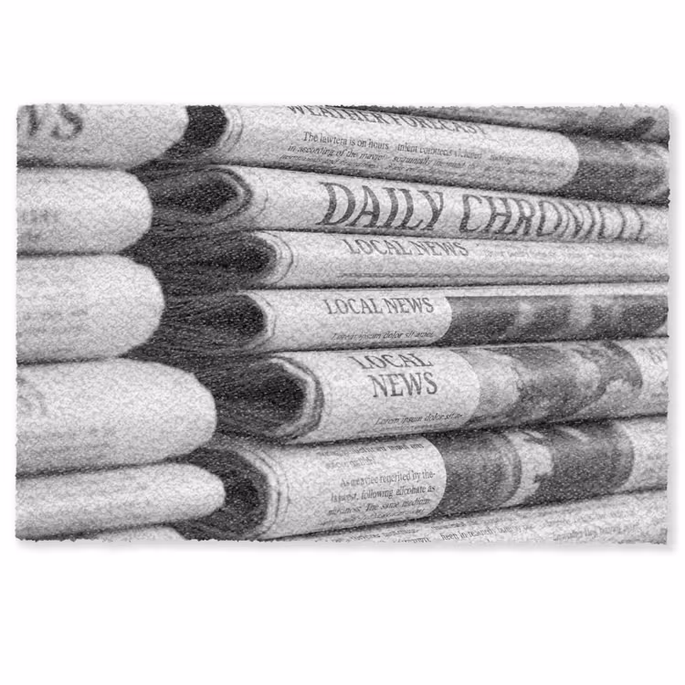Deurmat - Krant - Stapel - Nieuws - Zwart-wit - Media — 1