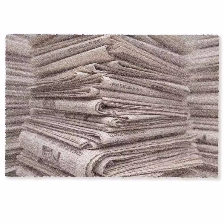 Deurmat - Kranten - Stapel - Nieuws - Vintage - Beige — 1