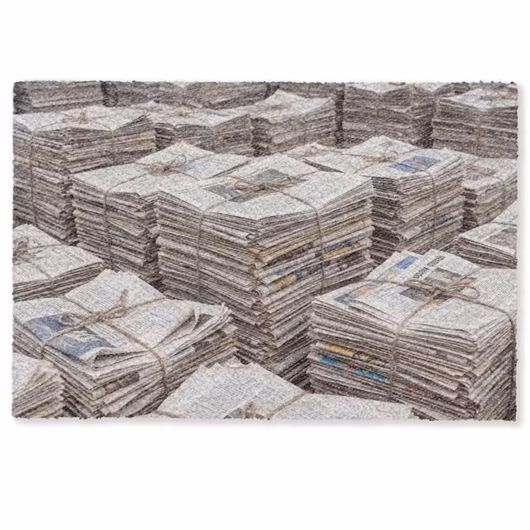 Deurmat - Kranten - Stapels - Touw - Informatie - Vintage — 1