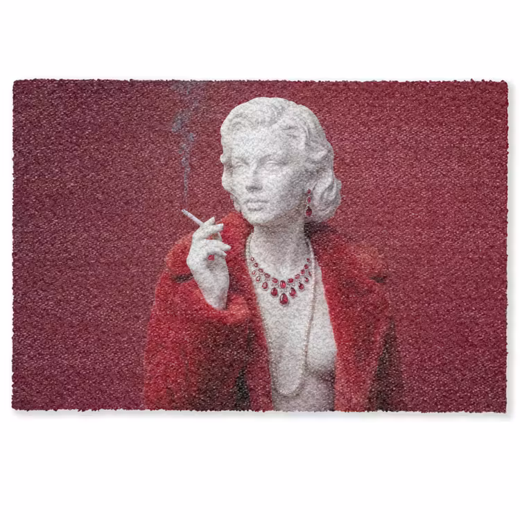Deurmat - Vrouw - Bontjas - Mode - Klassiek - Rood — 1