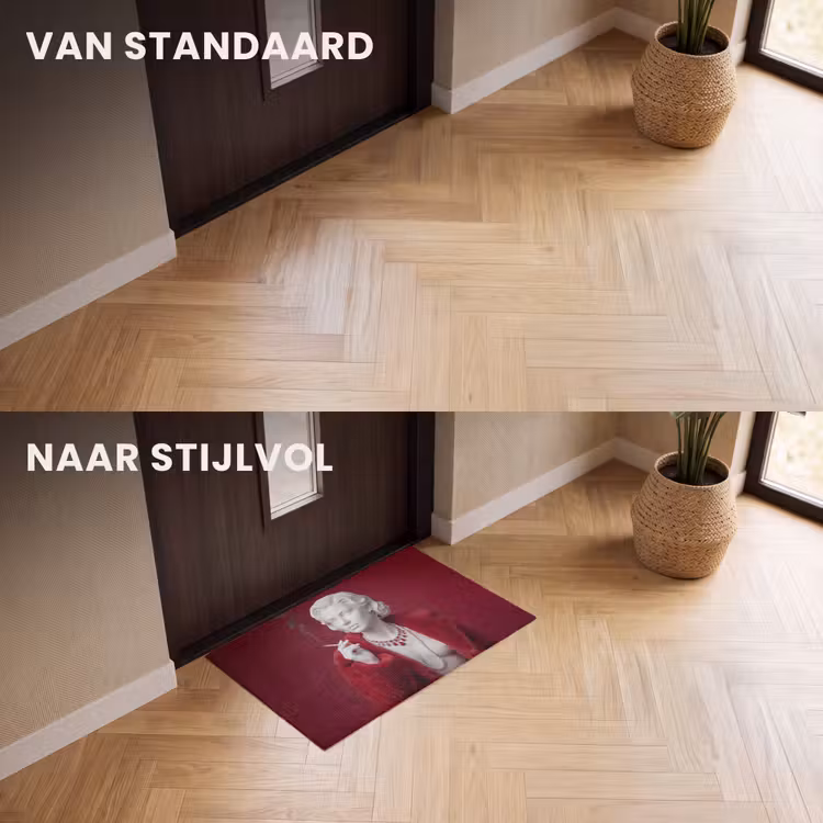 Deurmat - Vrouw - Bontjas - Mode - Klassiek - Rood — 3