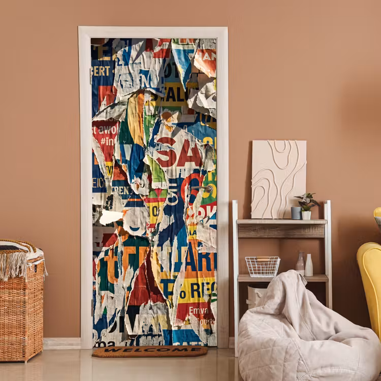 Deursticker - Abstract - Gelaagd papier - Urban - Modern - Kleurrijk — 2