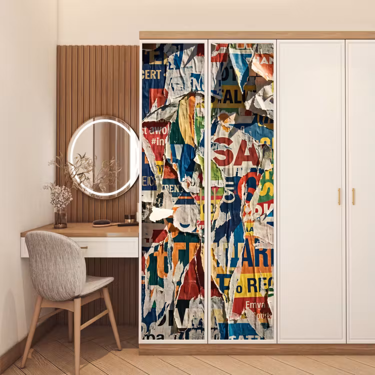 Deursticker - Abstract - Gelaagd papier - Urban - Modern - Kleurrijk — 5
