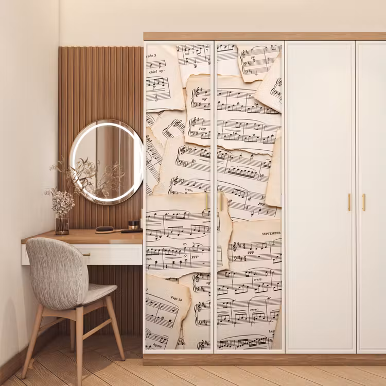 Deursticker - Bladmuziek - Oud - Noten - Vintage - Beige — 5