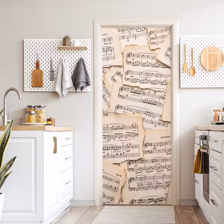 Deursticker - Bladmuziek - Oud - Noten - Vintage - Beige — 7