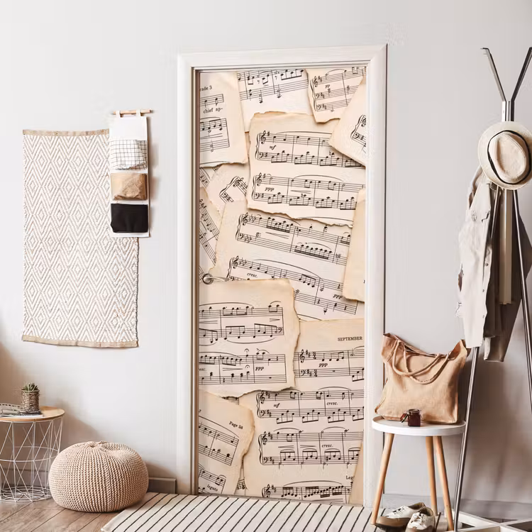 Deursticker - Bladmuziek - Oud - Noten - Vintage - Beige — 8