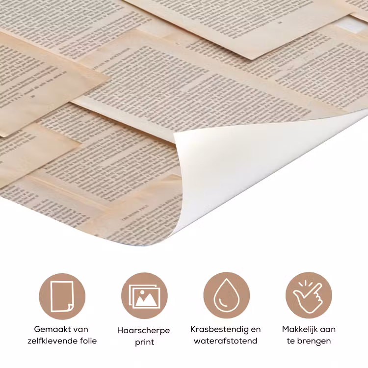 Deursticker - Boekpagina - Collage - Literatuur - Vintage - Beige — 3