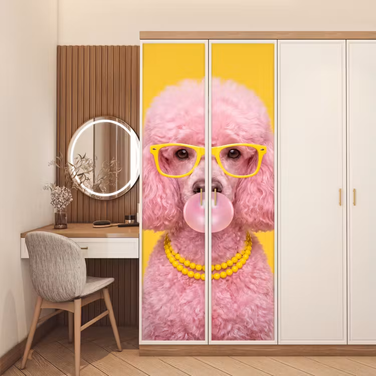 Deursticker - Hond - Kauwgum - Dieren - Modern - Roze — 5
