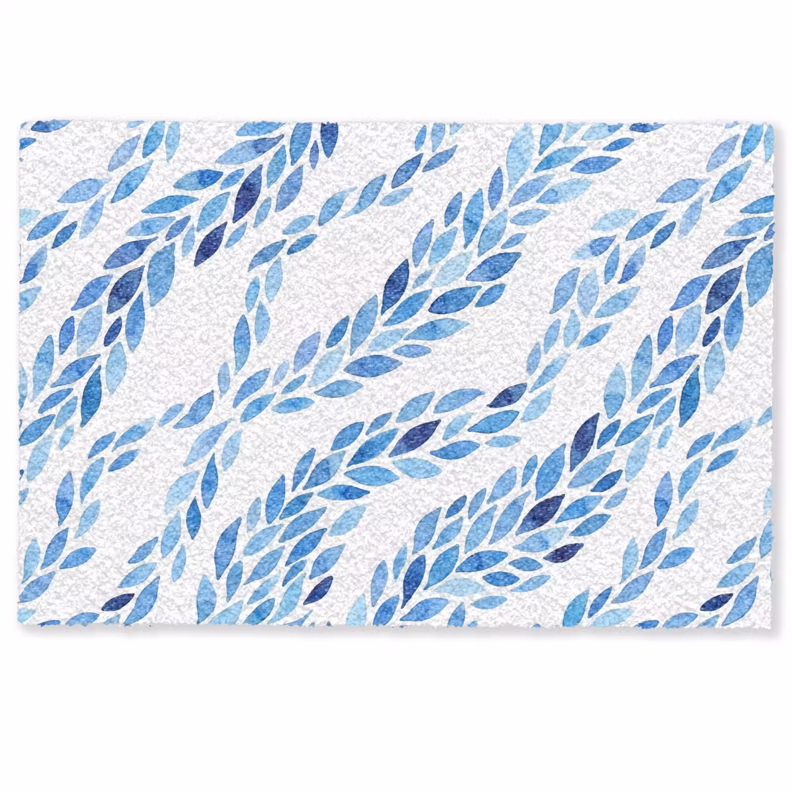Deurmat - Bladeren - Aquarel - Patroon - Modern - Blauw — 1