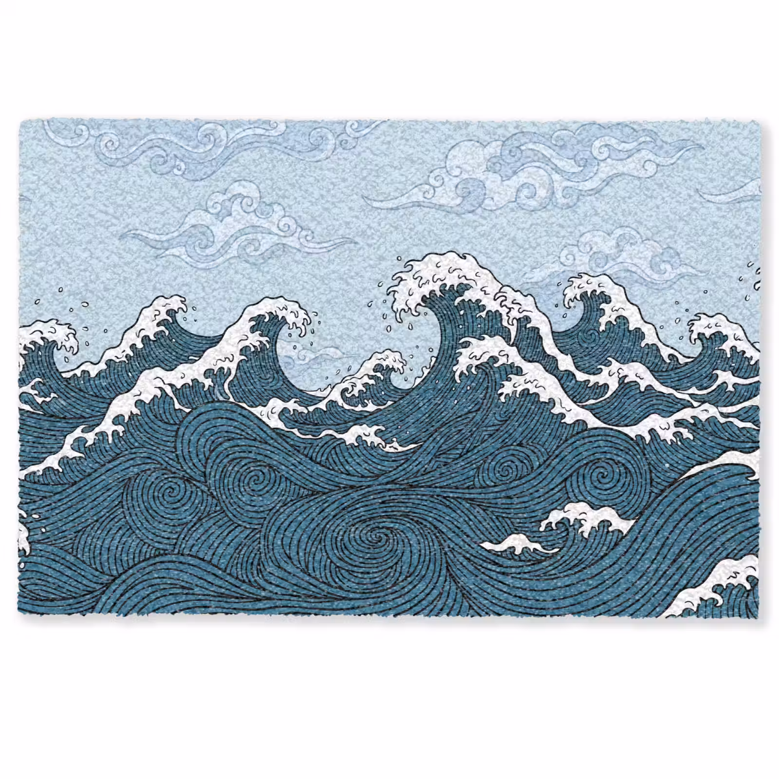 Deurmat - Zee - Golven - Japans - Natuur - Blauw — 1