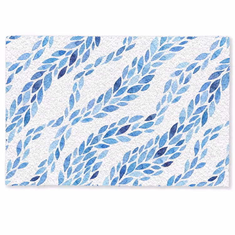 Deurmat - Bladeren - Aquarel - Patroon - Modern - Blauw — 1