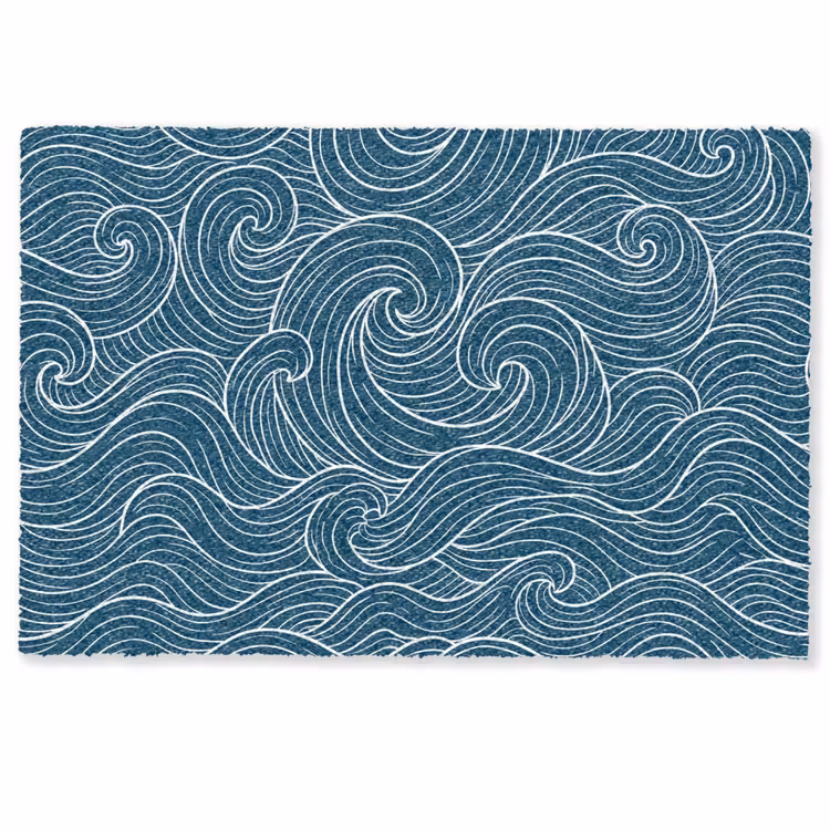 Deurmat - Golven - Spiraal - Water - Abstract - Blauw — 1