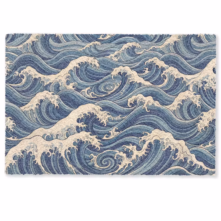 Deurmat - Golven - Zee - Natuur - Abstract - Blauw — 1