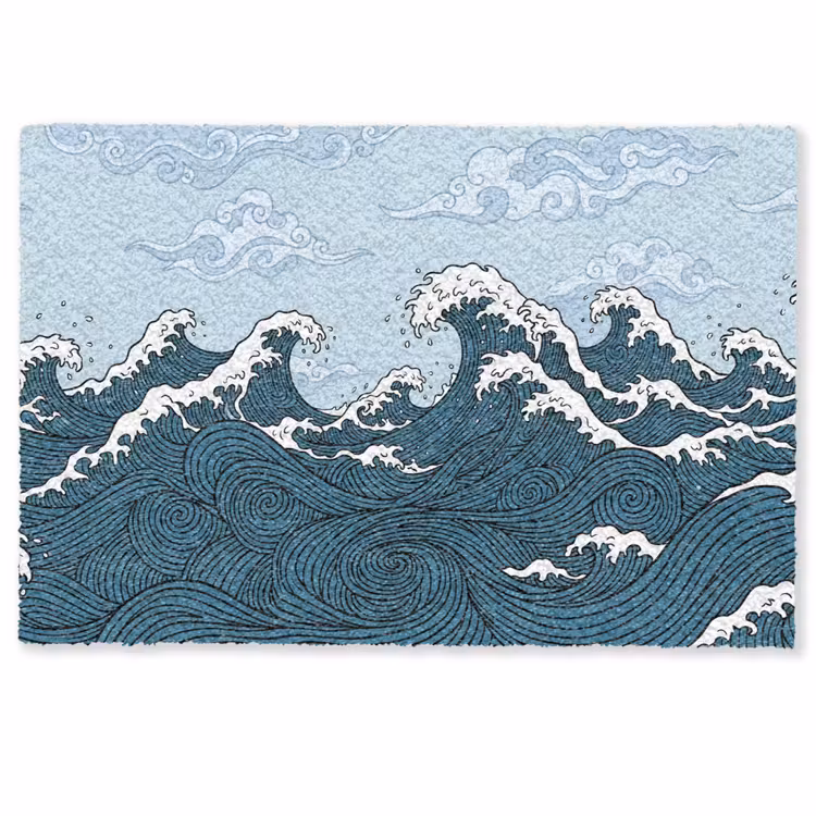 Deurmat - Zee - Golven - Japans - Natuur - Blauw — 1